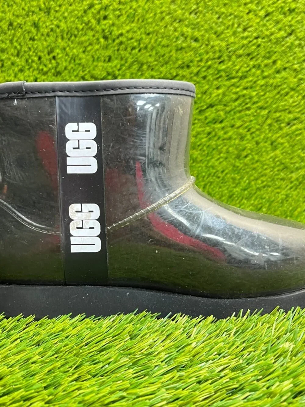 UGG Classic Clear Mini II Girls Size 5Y Black Casual Waterproof Ankle Rain Boots